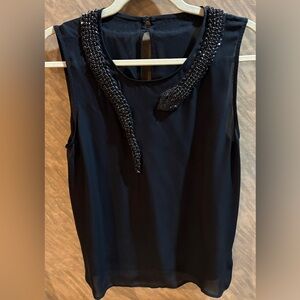 Silk Tank Top Beaded Snake Neckline